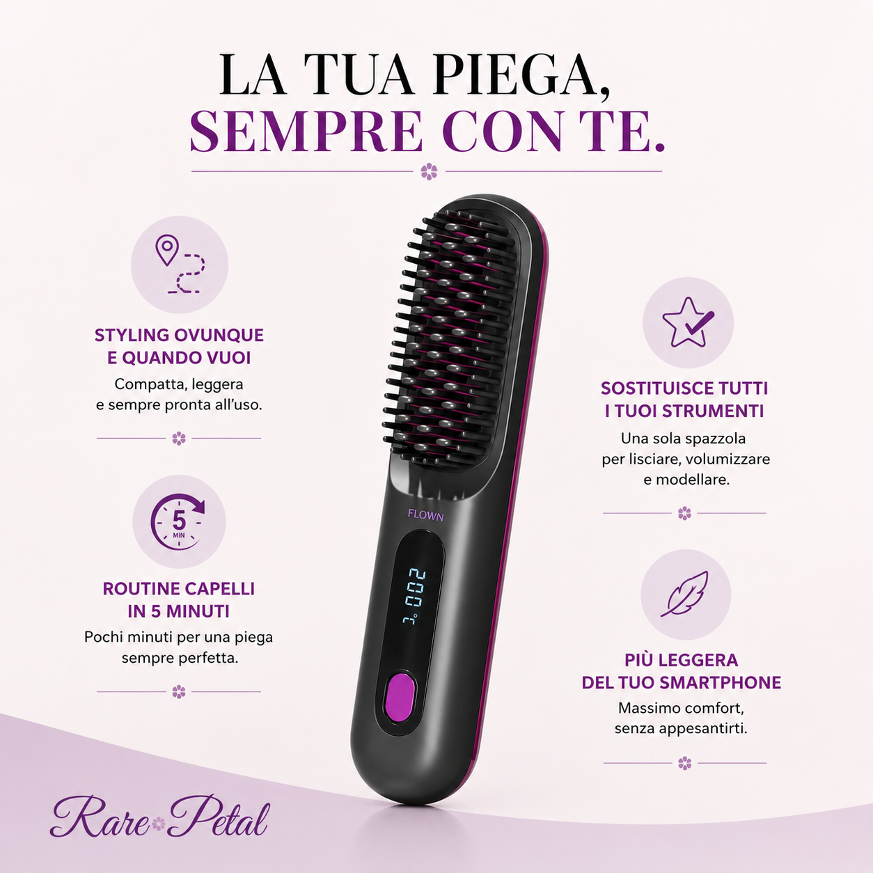 Spazzola Riscaldante effetto Liscio 3 in 1