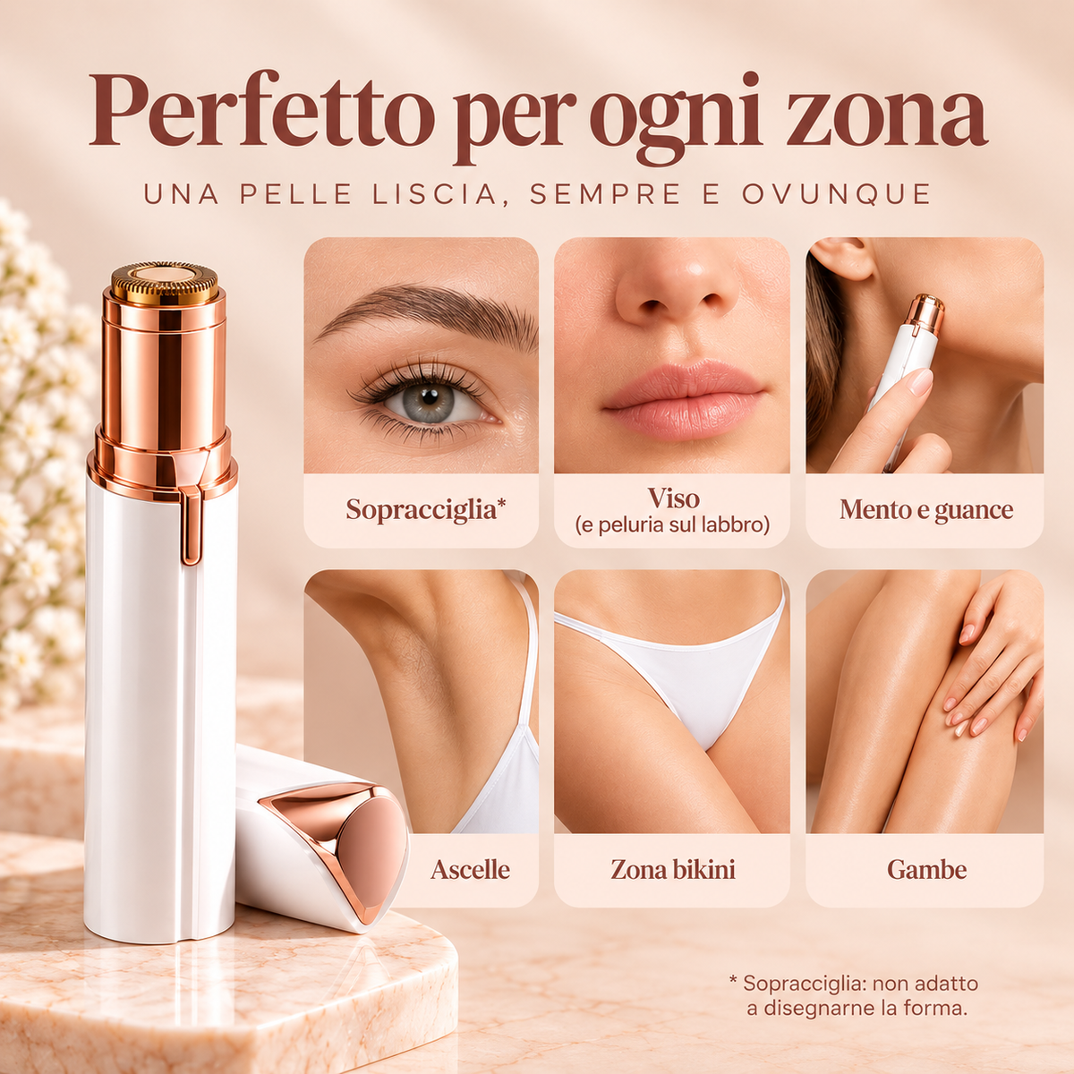 Depilatore Viso e Corpo di Precisione – Rasoio Elettrico Compatto