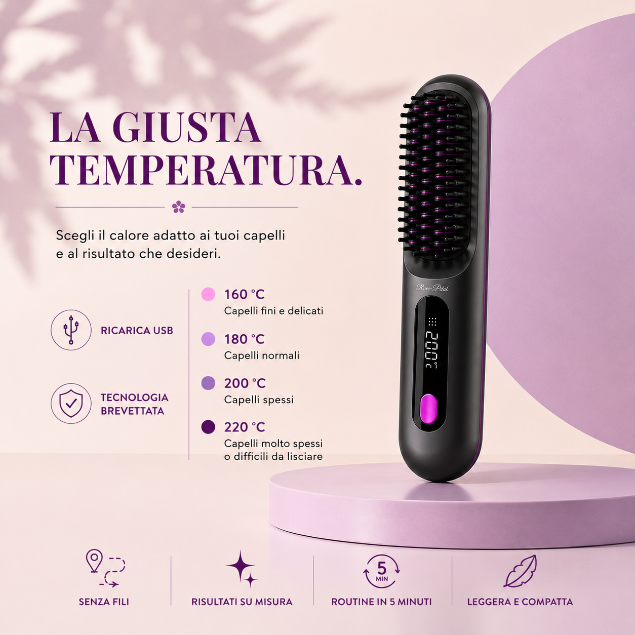 Spazzola Riscaldante effetto Liscio 3 in 1