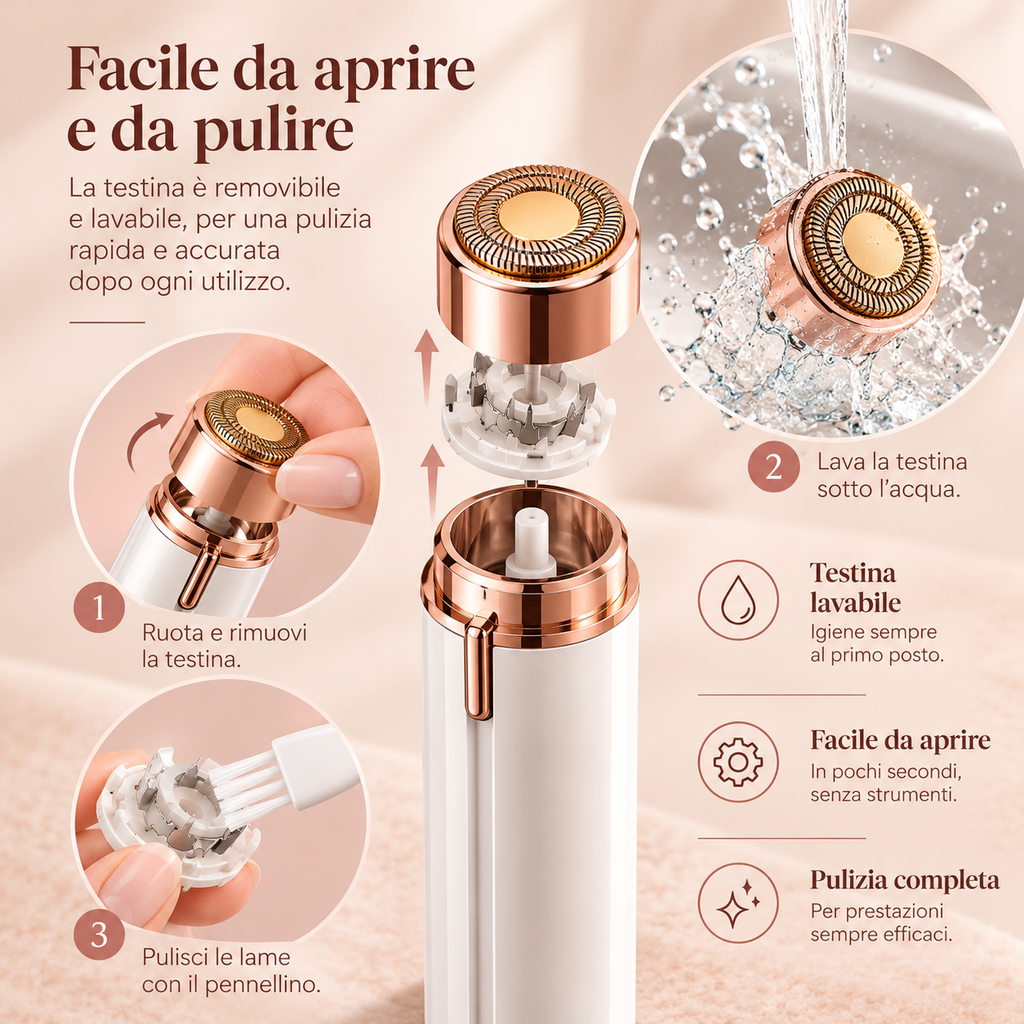 Depilatore Viso e Corpo di Precisione – Rasoio Elettrico Compatto